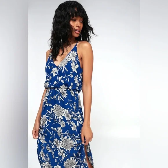 Along the Waterway Blue Floral Print Midi Dress - Picture 3 of 7